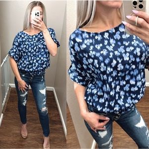 Michael Kors | Brilliant Blue Floral water color logo top size Large